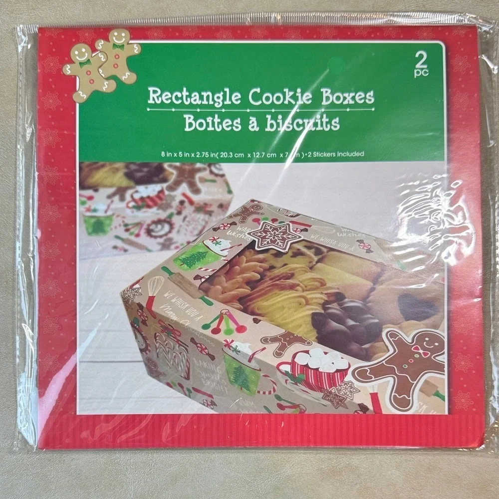 Rectangle Cookie Boxes - includes 2 boxes and stickers - Set of 3 (8x5x2.75